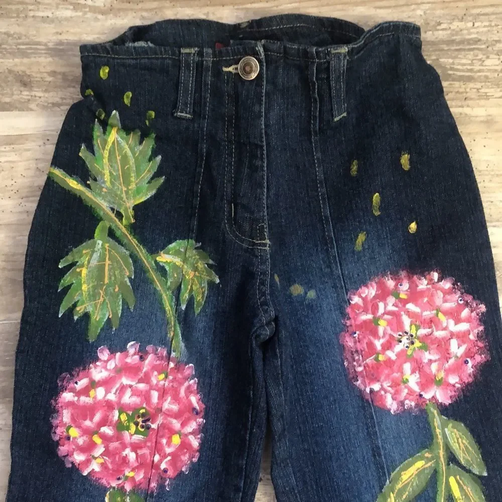 Baby Gassy Gooma Boutique Kids Girls Sz 6x Floral Painted Jeans